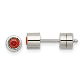 Chisel Stainless Steel Polished Red CZ July Birthstone Post Earrings